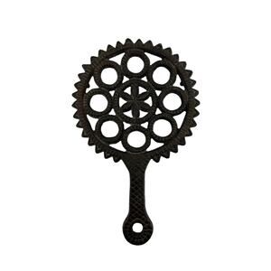 Vintage Round Sun Flower Shaped Cast Iron Trivet with Handle